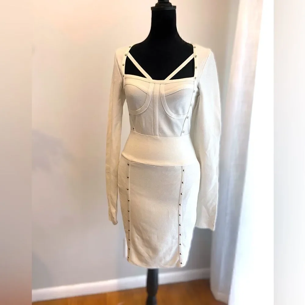 Guess by Marciano Sudded Long Sleeve Bandage Dress size M